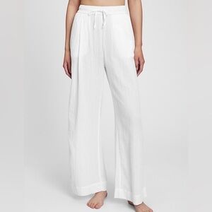 NWT gap White Drawstring Linen-Blend Wide Leg Pants xs
